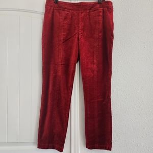 Anthropologie Red Velvet Slim Pants Size 14